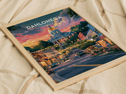 Dahlonega, Georgia Poster | Gold Rush Mountain Town Wall Art — styled in a modern interior
