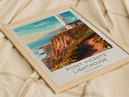 Point Vicente Lighthouse Matte Border Poster | California Travel Wall Art — styled in a modern interior