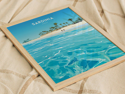 Sardinia Italy Poster | Mediterranean Beach Art | Costa Smeralda Decor