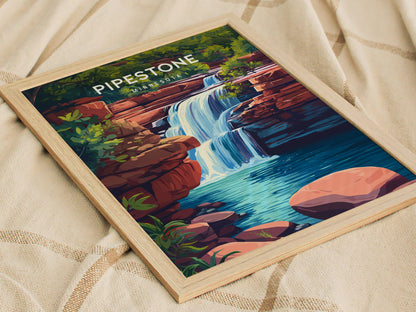 Pipestone, Minnesota Poster | Sacred Quarry & Prairie Sunset Wall Art — styled in a modern interior
