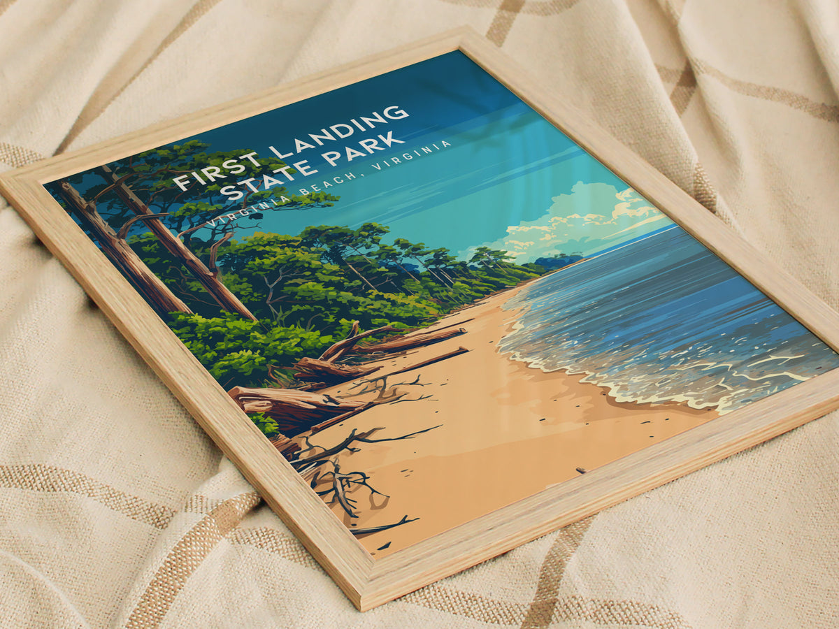 First Landing State Park, Virginia Beach, Virginia Poster | Travel Gift Destination Print Wall Art — styled in a modern inter