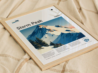 Storm Peak, Steamboat Poster | Alpine Print & Ski Lodge Decor Wall Art — styled in a modern interior