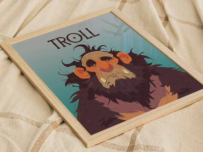 Troll Poster | Fantasy Creature Art | D&D RPG Norse Folklore Game Room Print
