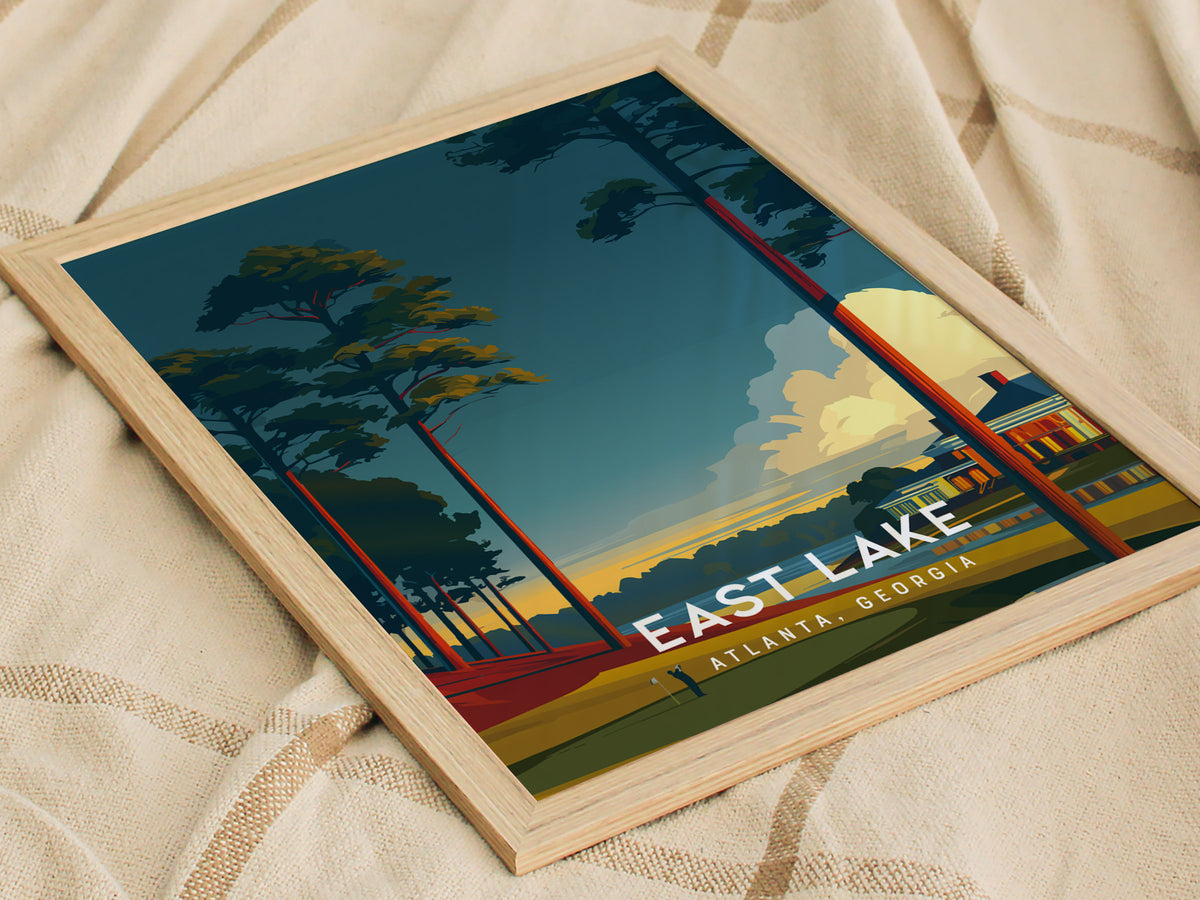 East Lake Golf Club, Atlanta, Georgia Poster | Iconic Fairways & Clubhouse Wall Art — styled in a modern interior
