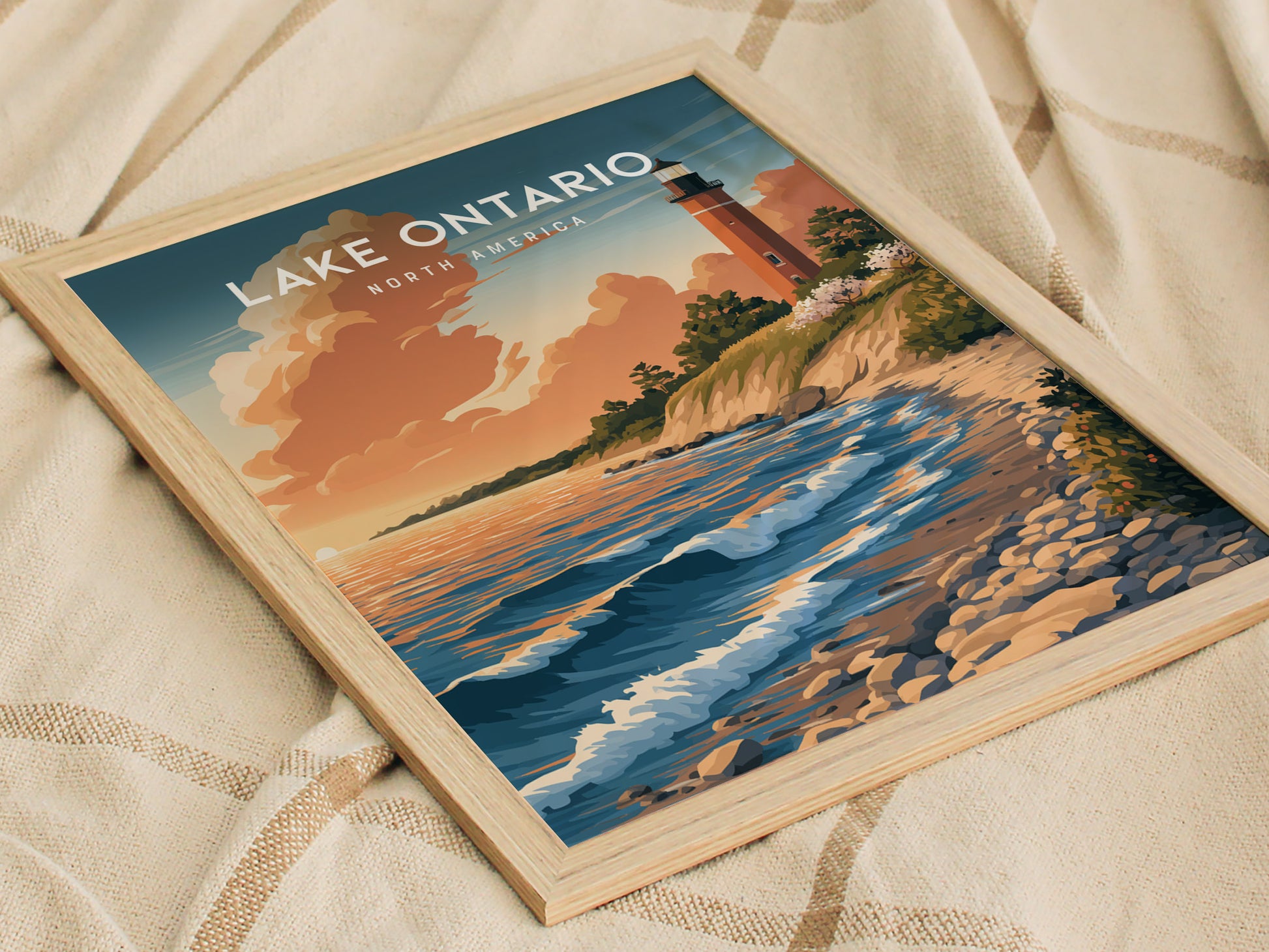 Lake Ontario, North America Poster | Freshwater Shores & Sailboat Horizon Wall Art — styled in a modern interior