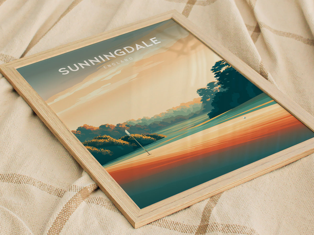 Sunningdale, England Poster | Classic Links Golfer Gift Wall Art — styled in a modern interior
