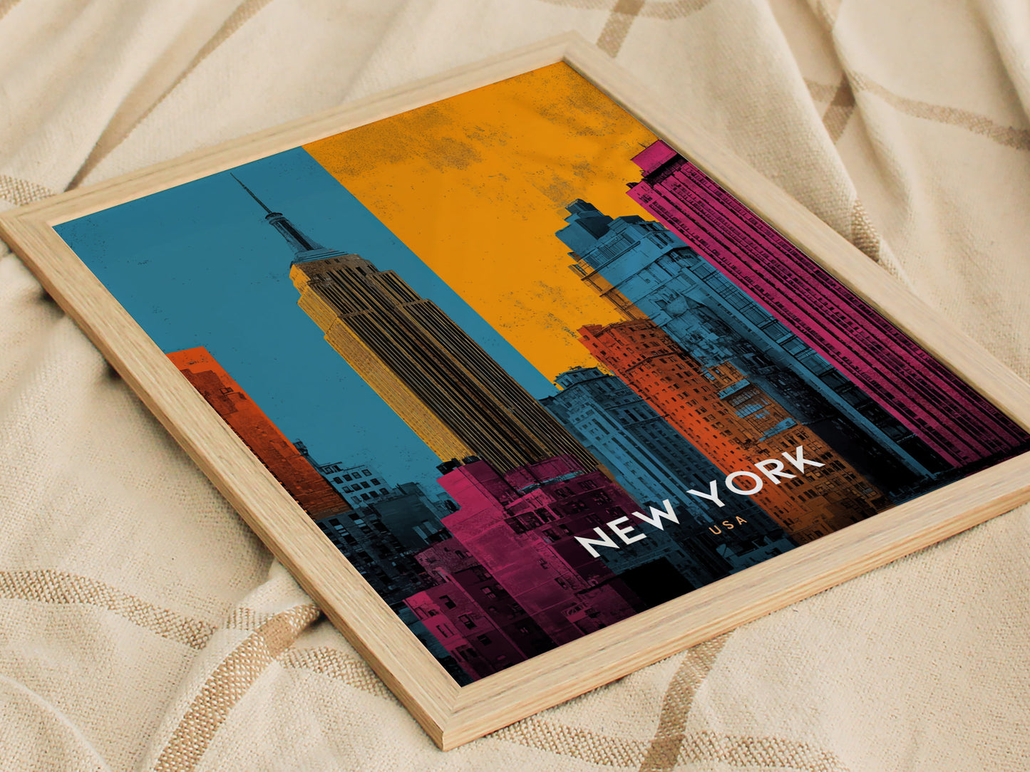 New York City Skyline Poster | Empire State Building Pop Art Print