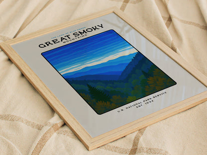 Great Smoky Mountains Block Print | Vintage National Park Wall Art