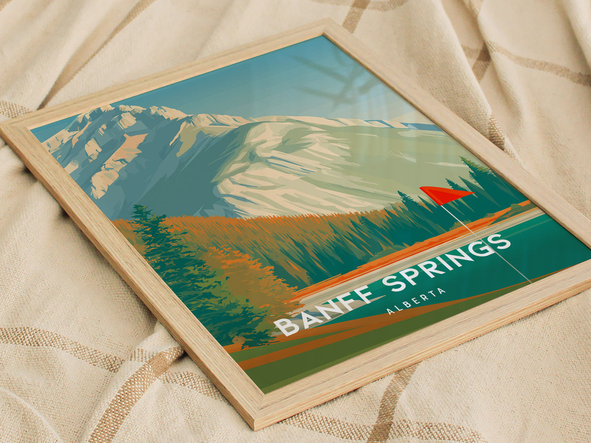 Banff Springs, Alberta Poster | Golf Wall Art & Golfer Gift Wall Art — styled in a modern interior