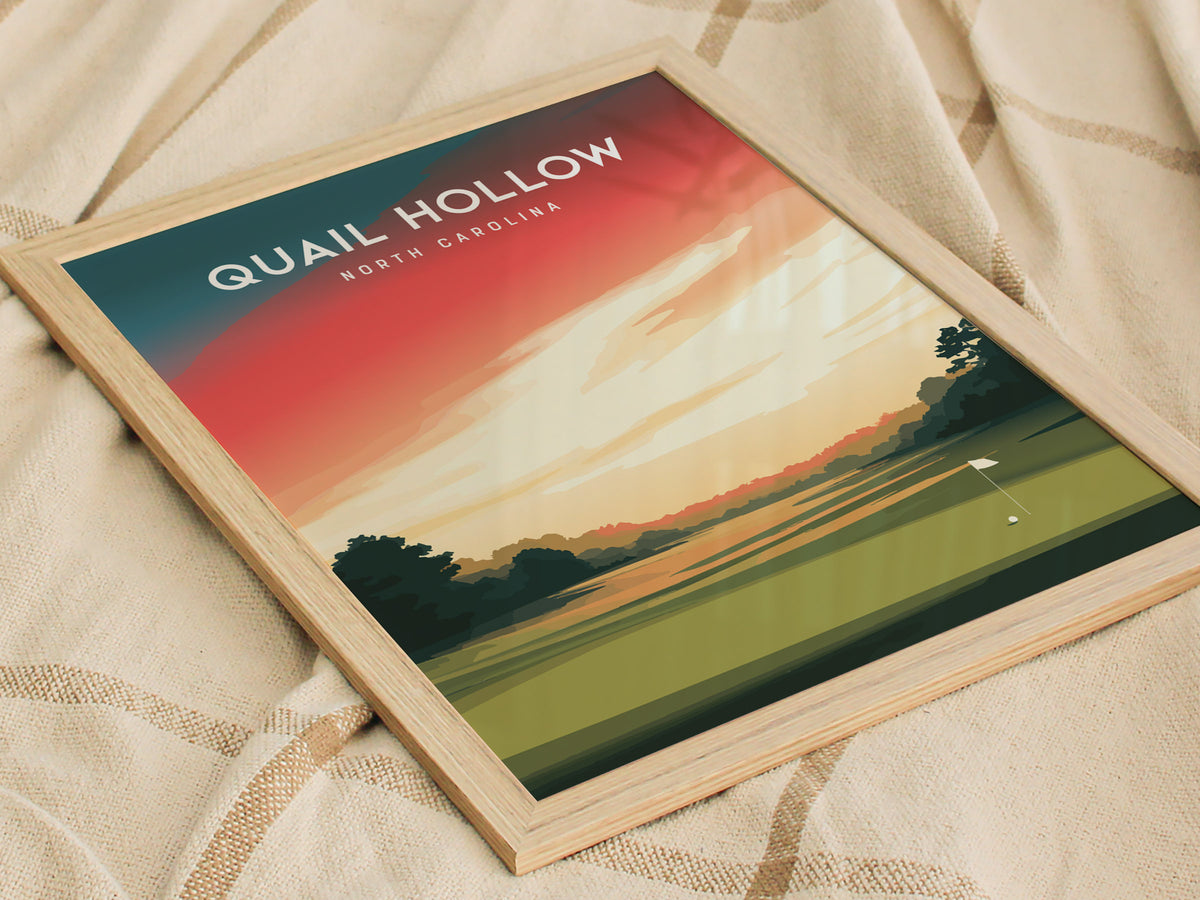 Quail Hollow, North Carolina Poster | Golf Wall Art & Golfer Gift — styled in a modern interior