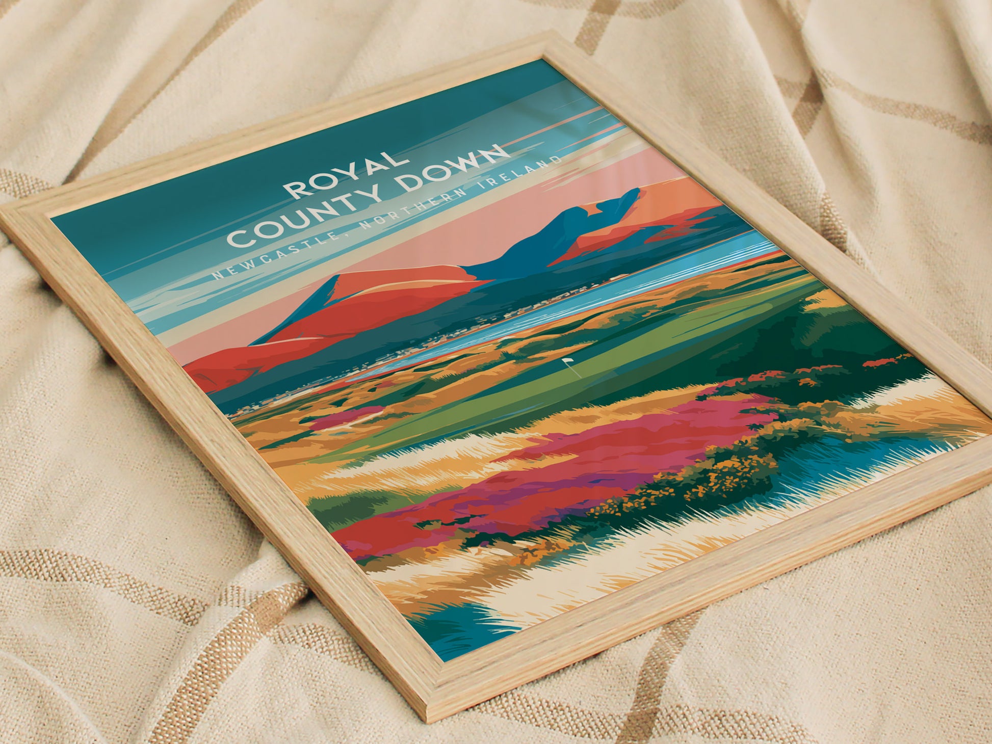 Royal County Down, Newcastle, Northern Ireland Poster | Country Club Decor Golfer Gift Wall Art — styled in a modern interior