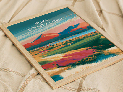 Royal County Down, Newcastle, Northern Ireland Poster | Country Club Decor Golfer Gift Wall Art — styled in a modern interior