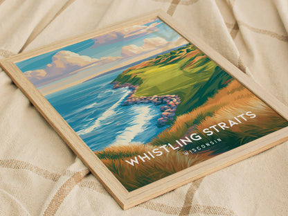 Whistling Straits, Wisconsin Poster | Legendary Links & Lakeshore Wall Art — styled in a modern interior