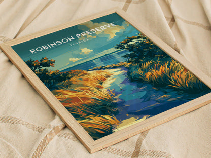 Robinson Preserve, Florida Poster | Mangrove Trails & Coastal Wetlands Wall Art — styled in a modern interior