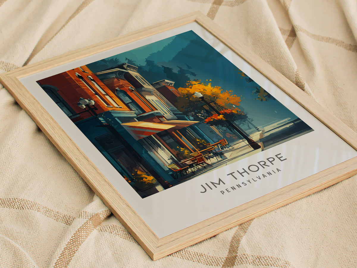 Jim Thorpe Matte Border Poster | Pennsylvania Destination Print Travel Wall Art — styled in a modern interior