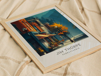 Jim Thorpe Matte Border Poster | Pennsylvania Destination Print Travel Wall Art — styled in a modern interior