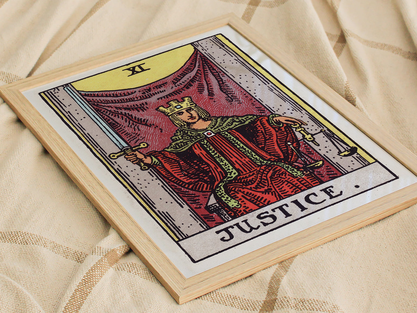 Justice Tarot Card Poster | Vintage Rider Waite Smith Wall Art