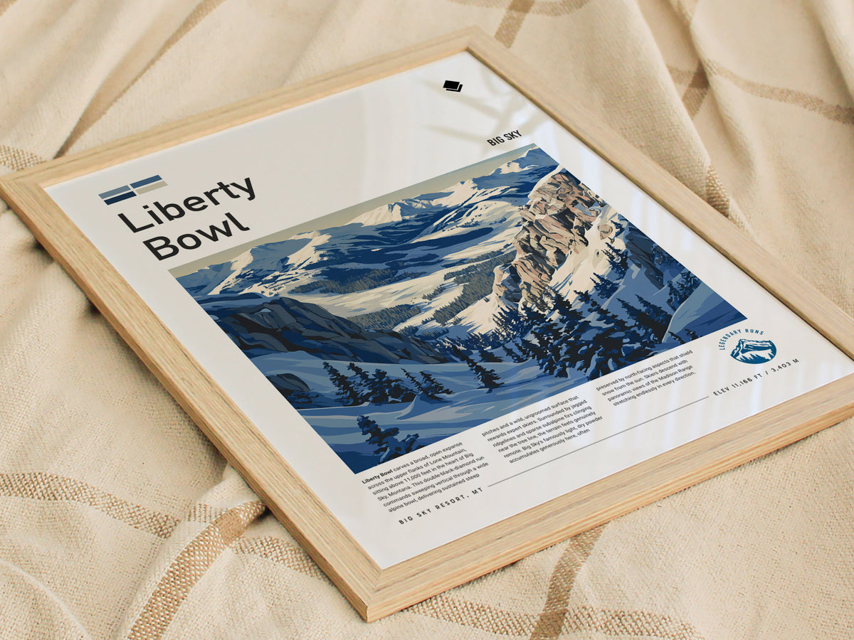 Liberty Bowl, Big Sky Poster | Alpine Print Ski Lodge Decor Wall Art — styled in a modern interior