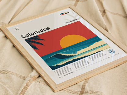 Colorados, Rivas, Nicaragua Poster | Tropical Surf Wall Art — styled in a modern interior