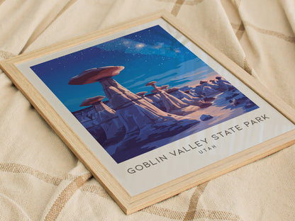 Goblin Valley State Park Matte Border Poster | Utah Destination Print Travel Wall Art — styled in a modern interior