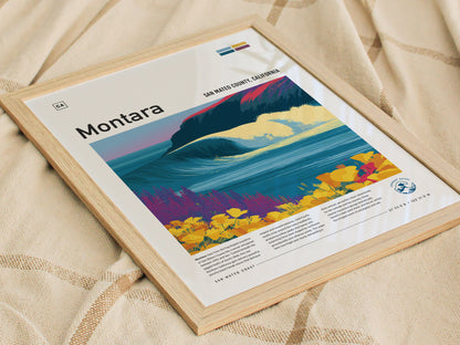 Montara, San Mateo County, California Poster | Misty Cliffs & Surf Break Coastal Poster — styled in a modern interior