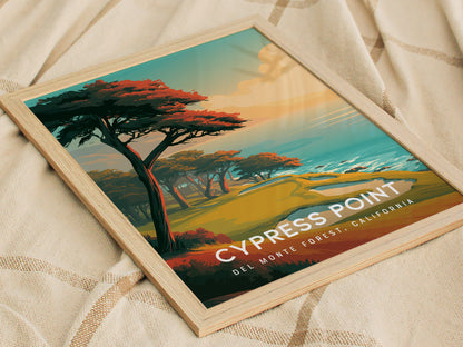 Cypress Point, Del Monte Forest, California Poster | Iconic Links Poster Golf Wall Art — styled in a modern interior