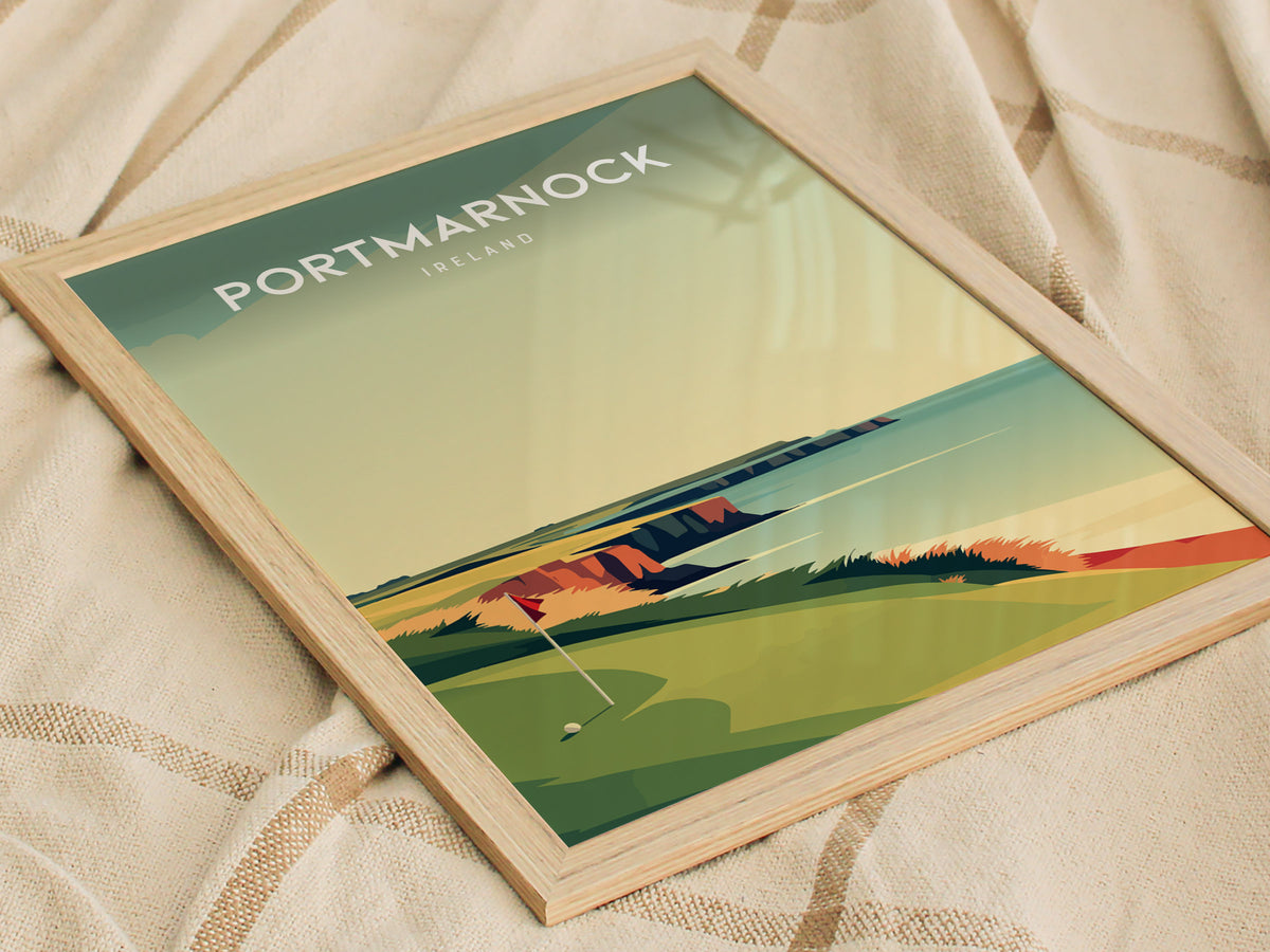Portmarnock, Ireland Poster | Links Poster & Golfer Gift Wall Art — styled in a modern interior