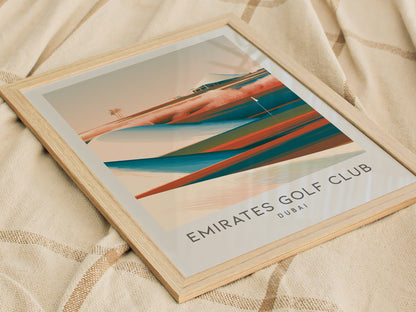 Emirates Golf Club Matte Border Poster | Dubai Golf Course Print & Country Club Decor — styled in a modern interior