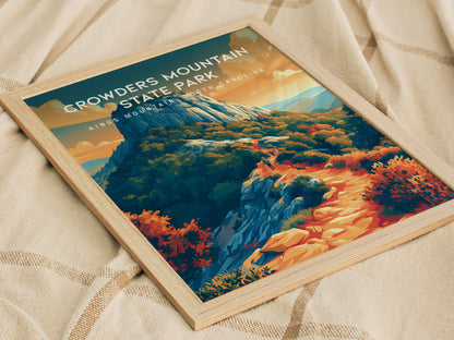 Crowders Mountain State Park, Kings Mountain, North Carolina Poster | Summit Trail Adventure Travel Wall Art — styled in a mo