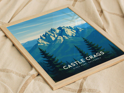 Castle Crags State Park Poster | California Mountain Nature Wall Art | Framed or Unframed