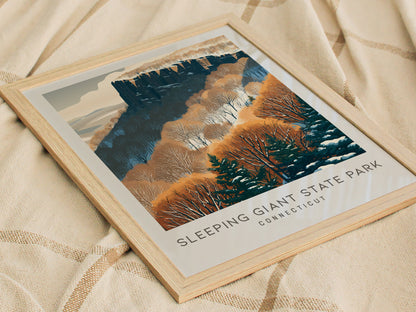Sleeping Giant State Park Matte Border Poster | Connecticut Travel Wall Art — styled in a modern interior