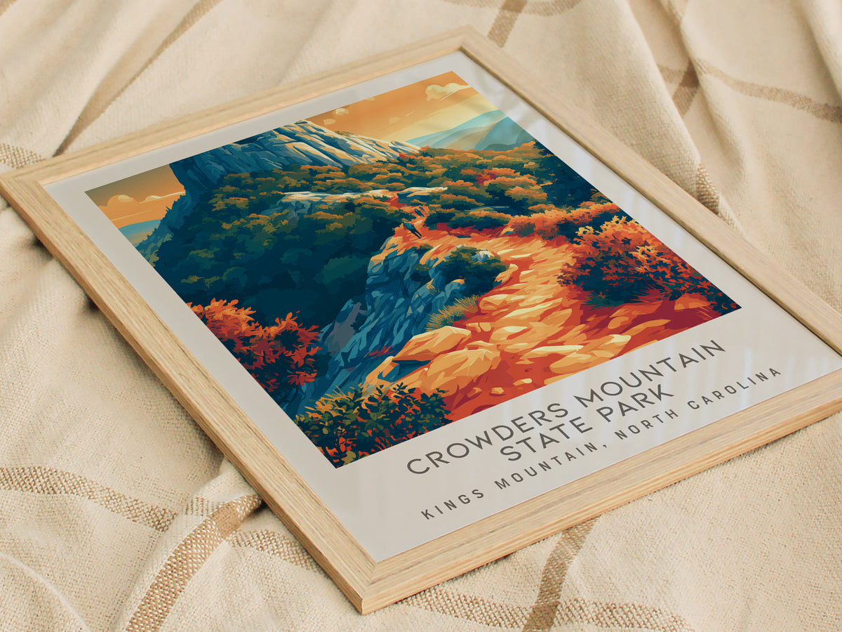 Crowders Mountain State Park Matte Border Poster | Kings Mountain, North Carolina Destination Print — styled in a modern inte