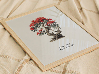 Ohia Lehua Poster | Vintage Metrosideros polymorpha Botanical Illustration Wall Art — styled in a modern interior