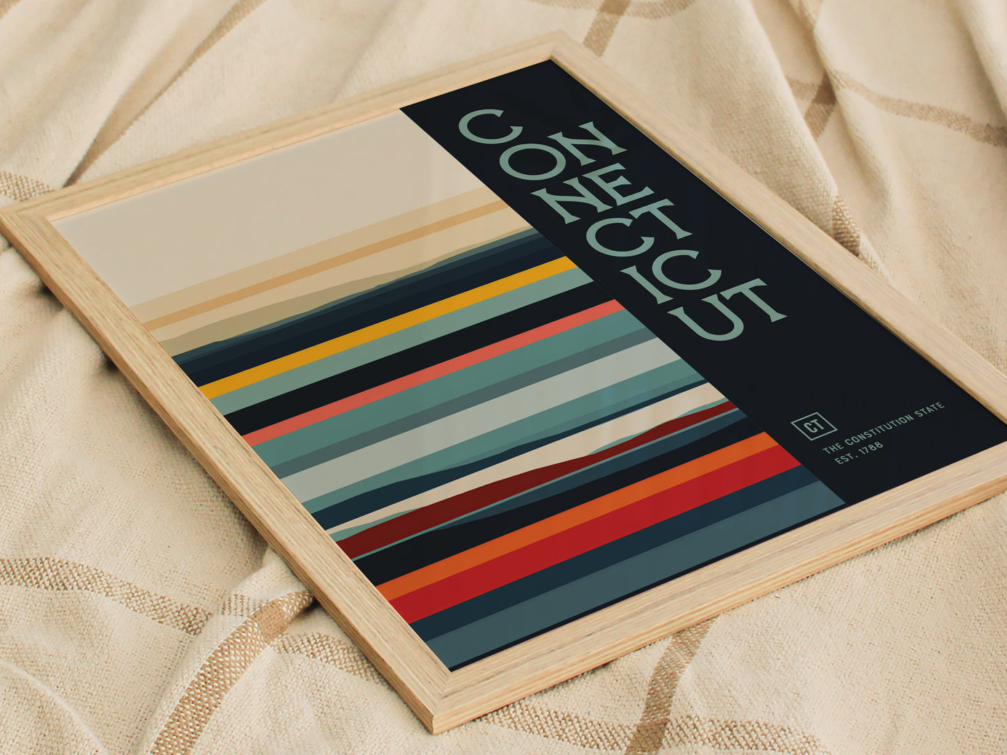 Connecticut Minimalist Design Poster | Abstract US State Wall Art | Framed or Unframed