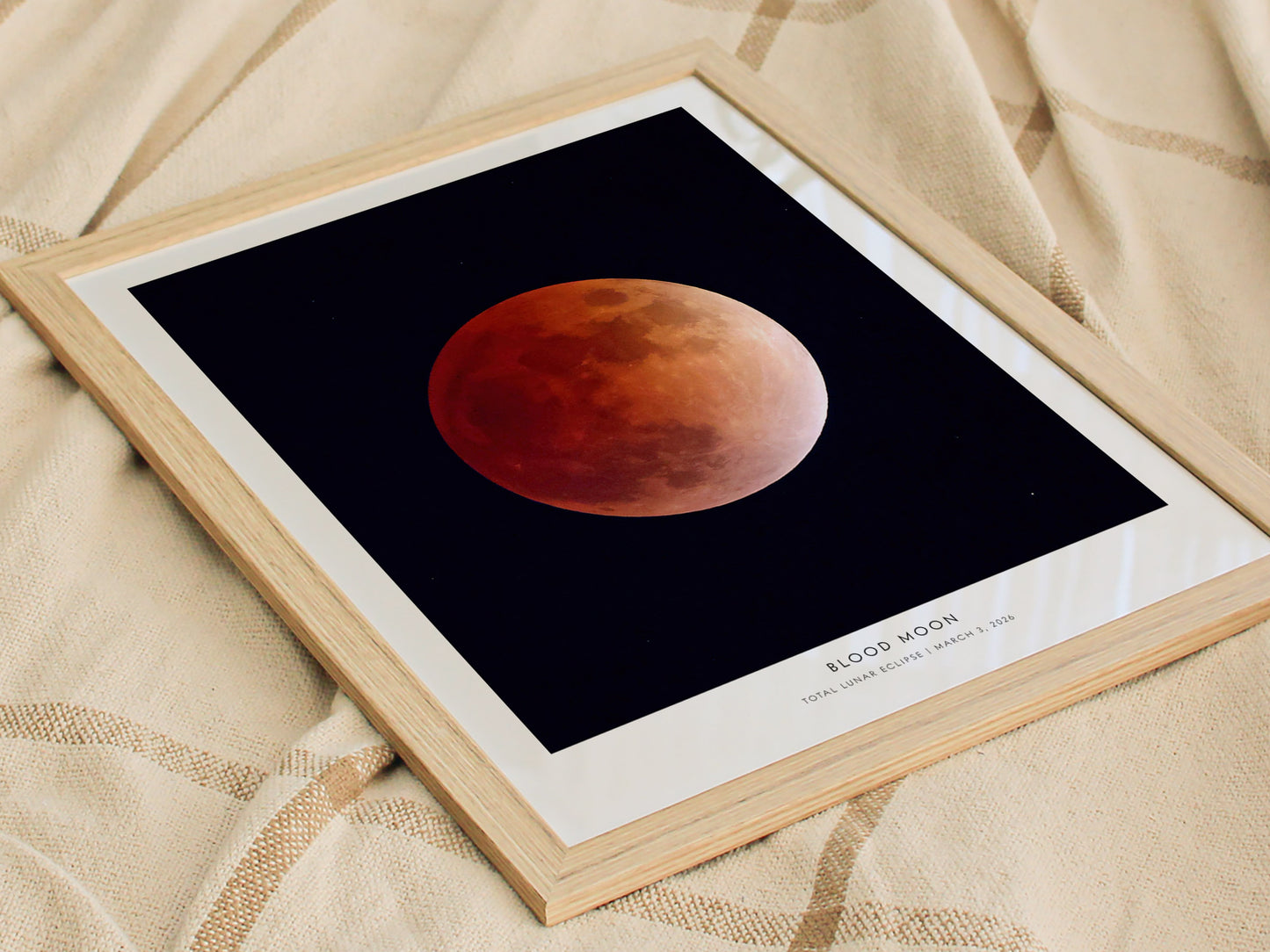 Blood Moon Poster | NASA Total Lunar Eclipse Astronomy Print Wall Art — styled in a modern interior