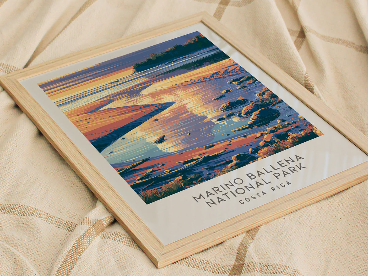 Marino Ballena National Park Matte Border Poster | Costa Rica Travel Wall Art — styled in a modern interior