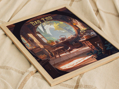 Bag End Hobbit Hole Poster | The Shire LOTR Tolkien Wall Art | Framed or Unframed