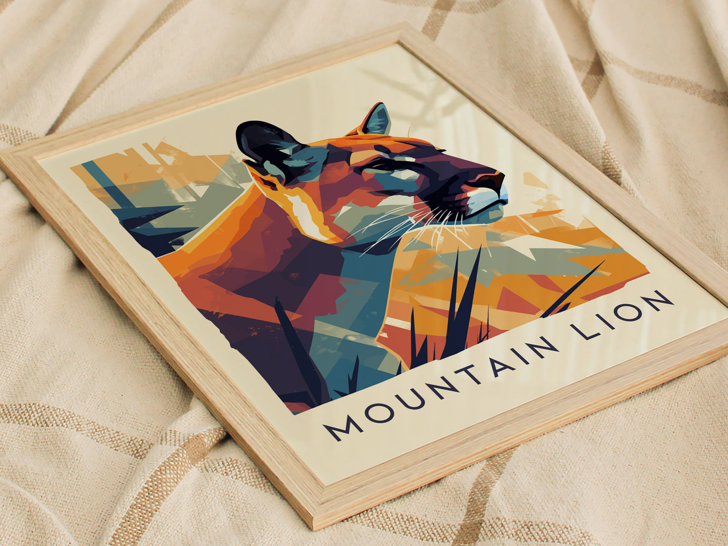 Mountain Lion Poster | Cougar Wildlife Wall Art Print