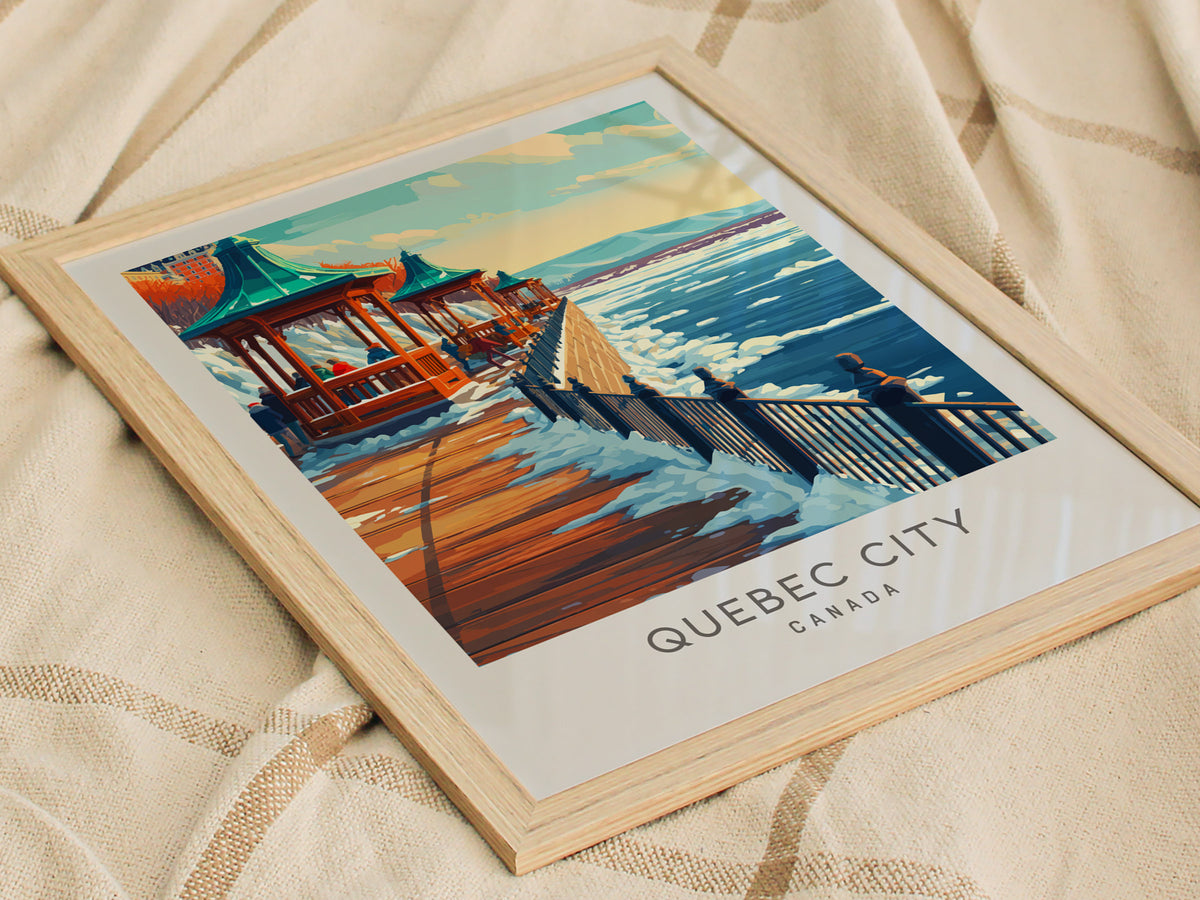 Quebec City Matte Border Poster | Canada Destination Print Travel Wall Art — styled in a modern interior
