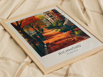 Richmond Matte Border Poster | Virginia Destination Print Travel Wall Art — styled in a modern interior