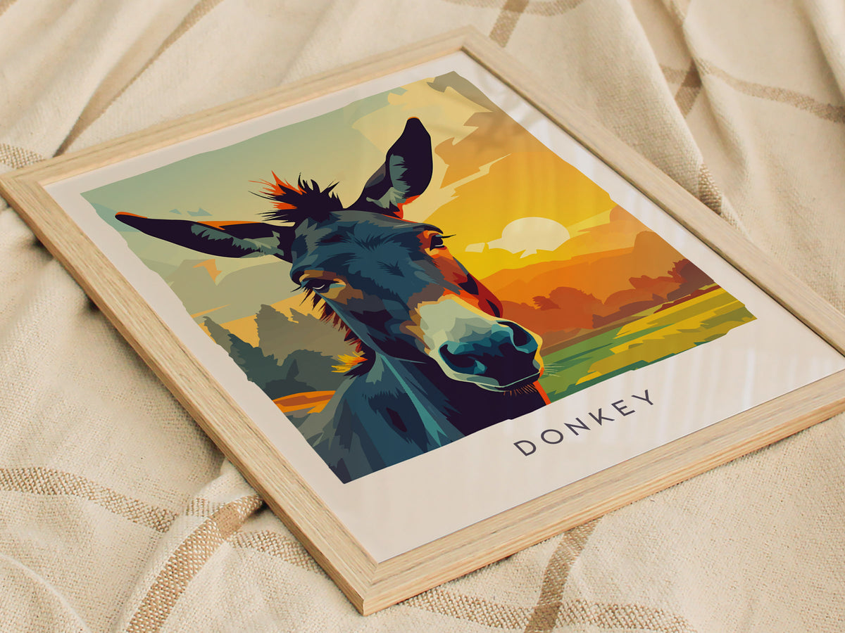 Donkey, Equus asinus Poster | Gentle Farm Wildlife Wall Art — styled in a modern interior