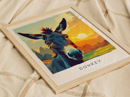 Donkey, Equus asinus Poster | Gentle Farm Wildlife Wall Art — styled in a modern interior