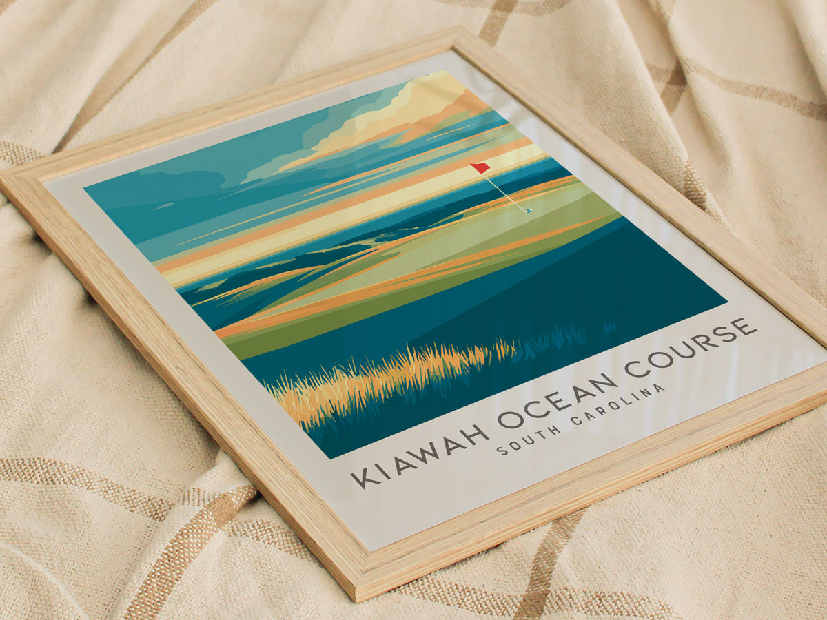 Kiawah Ocean Course Matte Border Poster | South Carolina Golf Wall Art & Framed or Unframed — styled in a modern interior