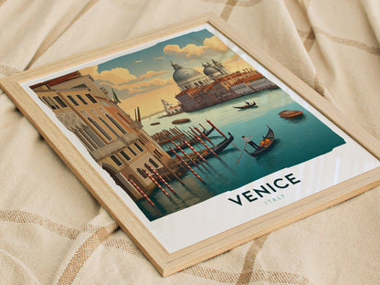 Venice Italy Poster | Canal Gondola Travel Art | Framed or Unframed