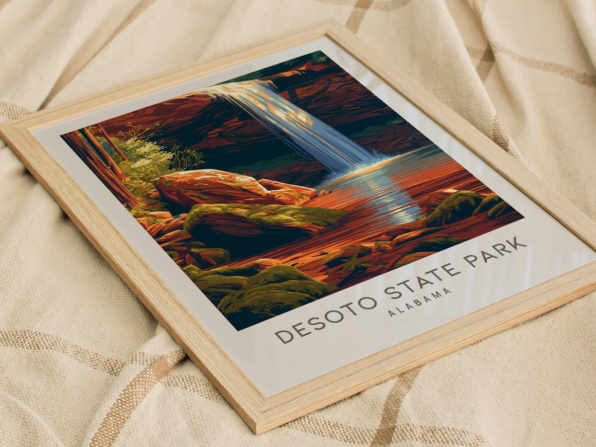DeSoto State Park Matte Border Poster | Alabama Destination Print Travel Wall Art — styled in a modern interior