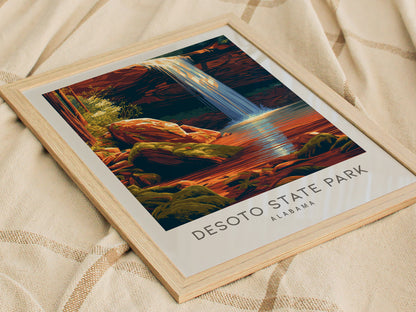 DeSoto State Park Matte Border Poster | Alabama Destination Print Travel Wall Art — styled in a modern interior