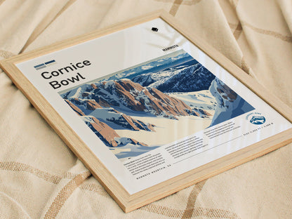 Cornice Bowl, Mammoth Poster | Alpine Print Ski Lodge Decor Wall Art — styled in a modern interior