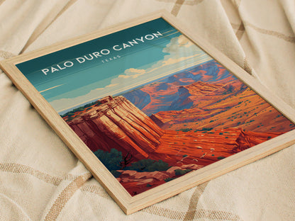 Palo Duro Canyon, Texas Poster | Red Rock Desert Destination Print Wall Art — styled in a modern interior