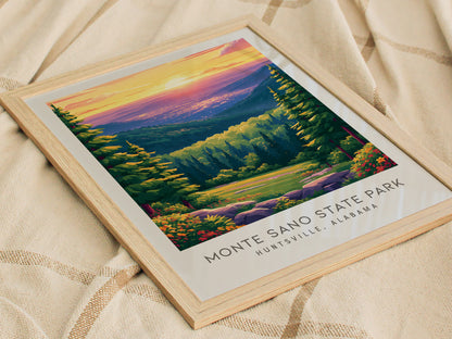 Monte Sano State Park Matte Border Poster | Huntsville, Alabama Travel Wall Art — styled in a modern interior