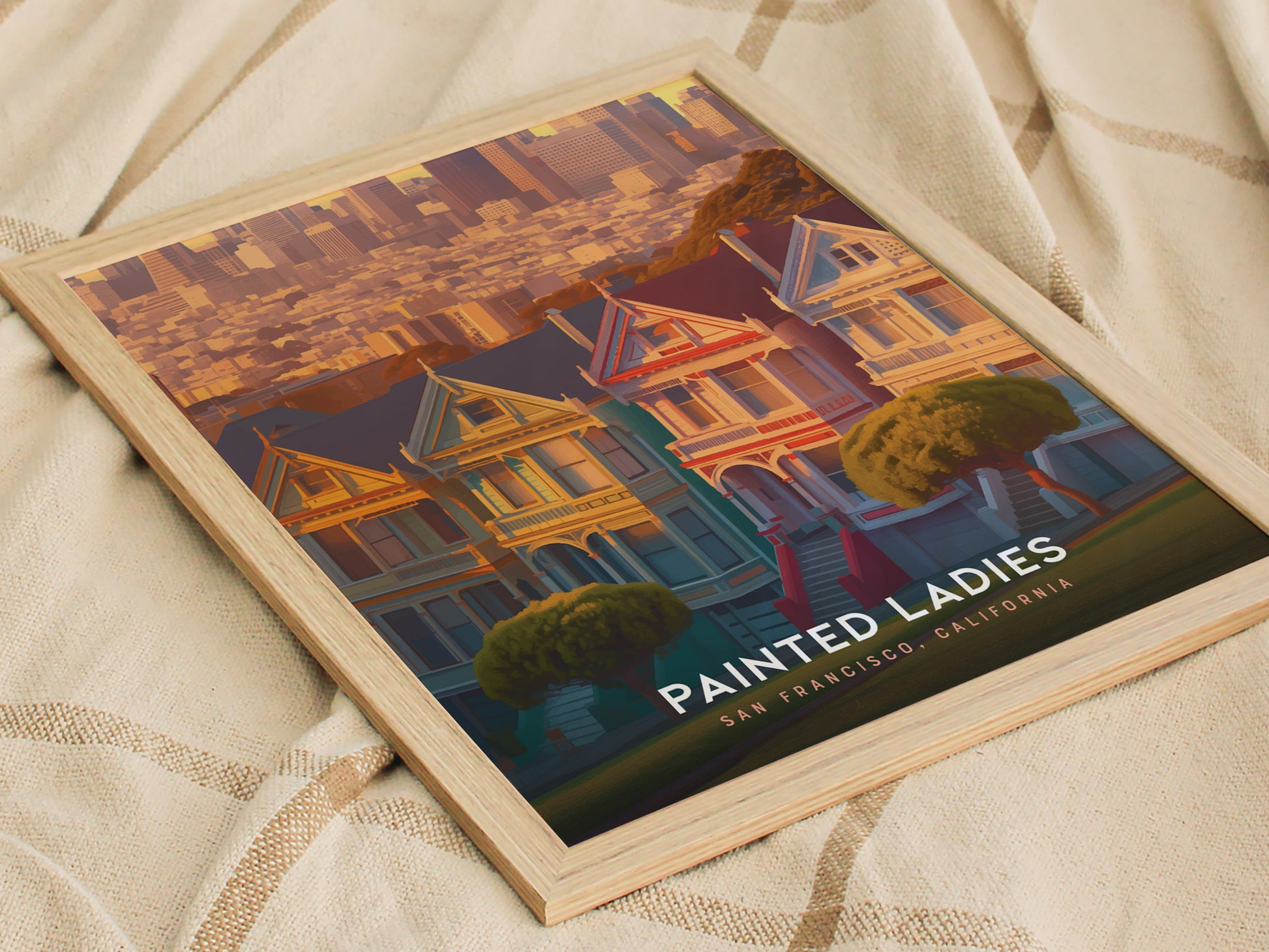 Painted Ladies San Francisco Poster | Alamo Square Victorian Wall Art Print